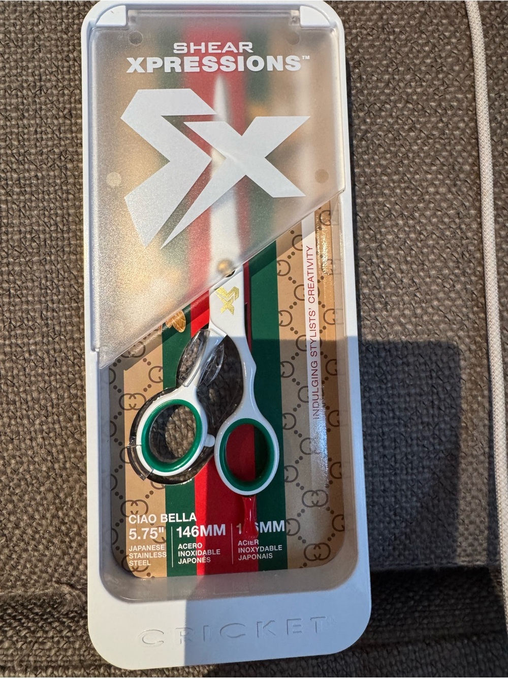 Ciao Bella Shear Expressions
5.75" Green and White Hair Scissors